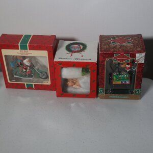 Lot of 3 Hallmark Ornaments Joy Ride Santa 35mm Mouse Camera Head VTG